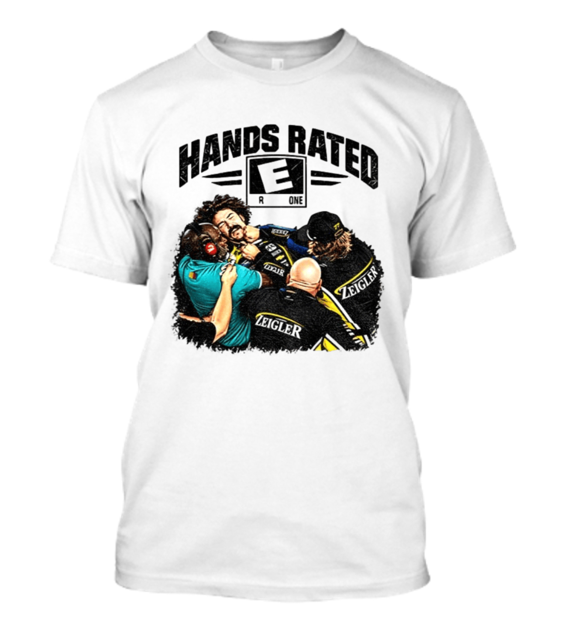 Ryan Blaney Vs Carson Hocevar Hands Rated E Zeigler Racing For Everyone T-Shirt