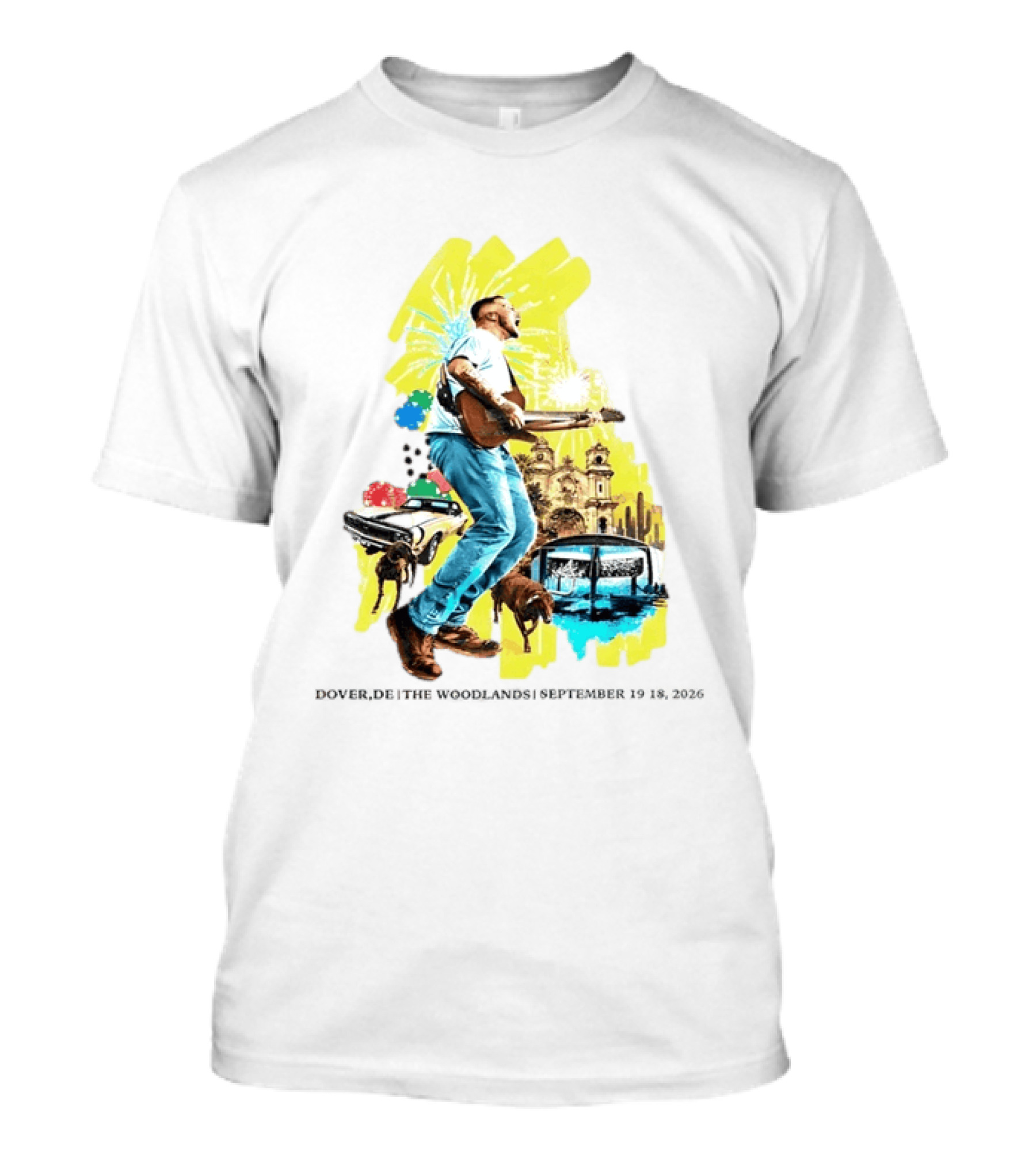 The Woodlands Concert Dover DE September 2026 Vintage Car Fireworks Artistry T-Shirt