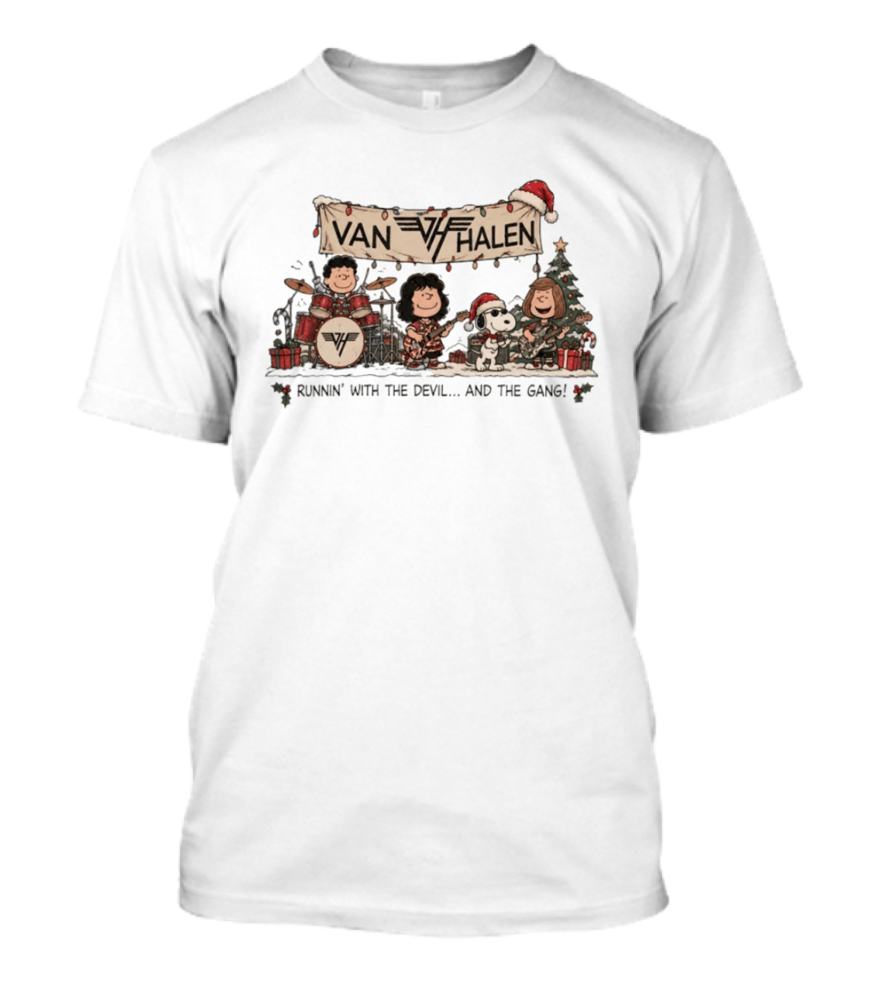 Van Halen Snoopy Peanuts Gang Runnin' With The Devil Christmas T-Shirt