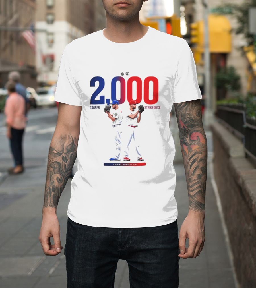 Zack Wheeler 2000 Career Strikeouts NY Mets Philadelphia Phillies T-Shirt