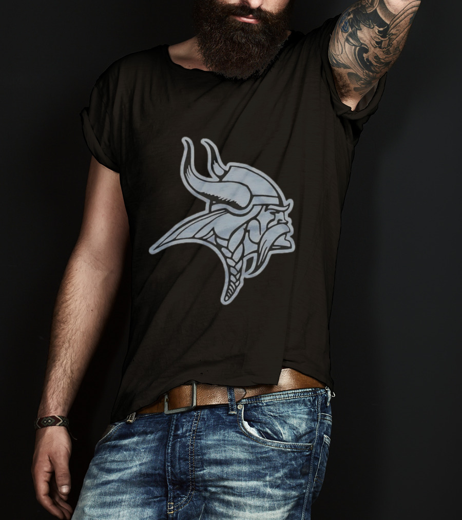 Minnesota Vikings Black Football Viking Helmet T-Shirt