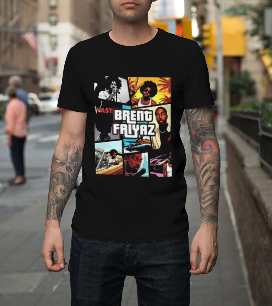 Brent Faiyaz Wasteland Multiple Panels Singer Lifestyle Retro Beach Vibe T-Shirt