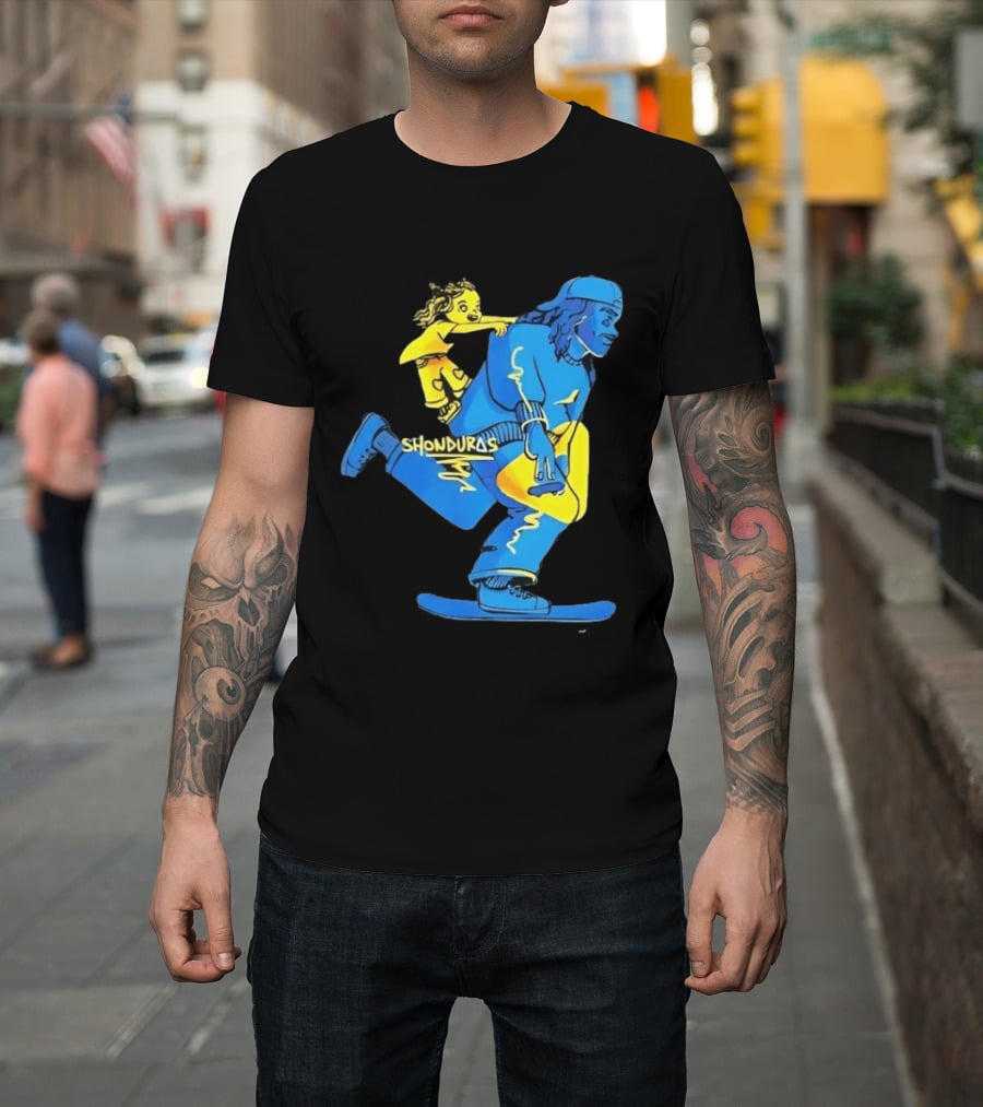 Shonduras Skateboard Skater Yellow Blue T-Shirt
