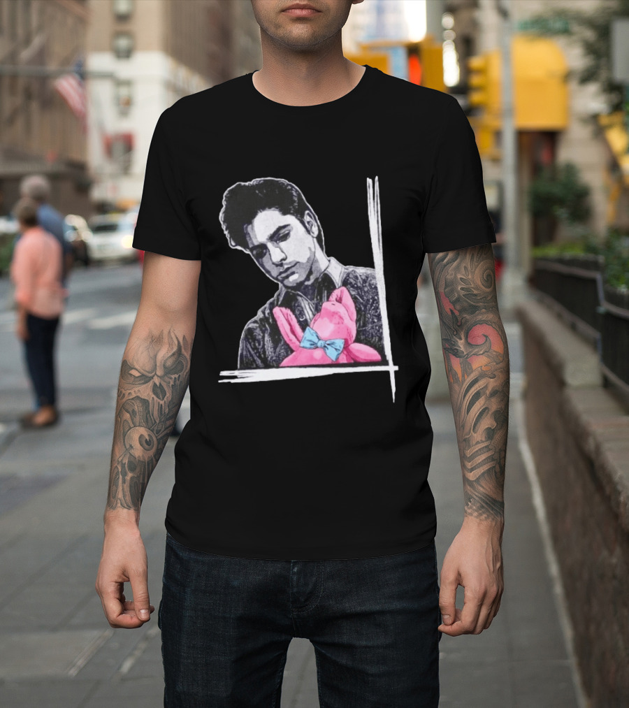John Stamos Uncle Jesse Pink Bunny With Blue Bow Tie T-Shirt
