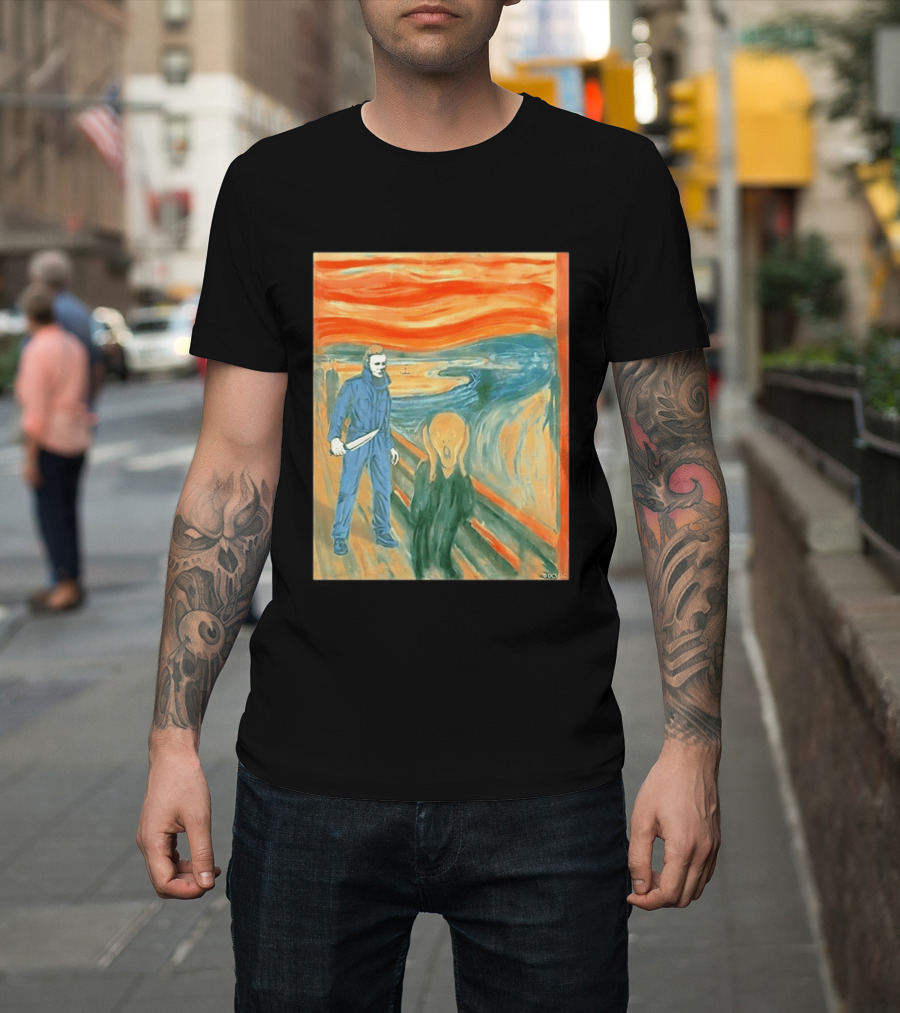 Michael Myers Meets The Scream Edvard Munch Mashup T-Shirt