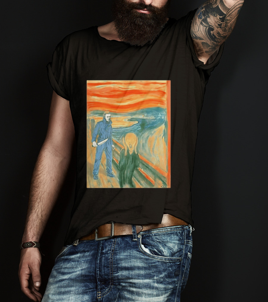 Michael Myers Meets The Scream Edvard Munch Mashup T-Shirt