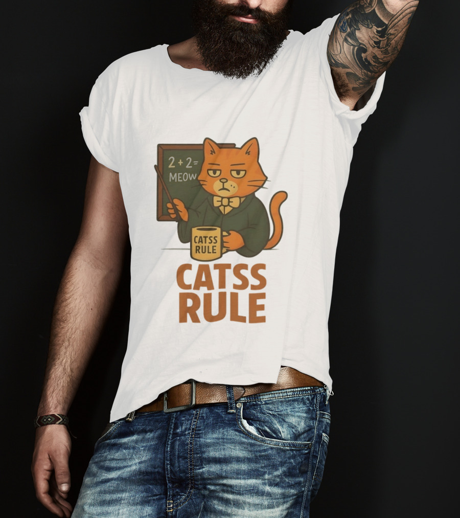 Catss Rule Teacher 2+2 Equals Meow Coffee T-Shirt