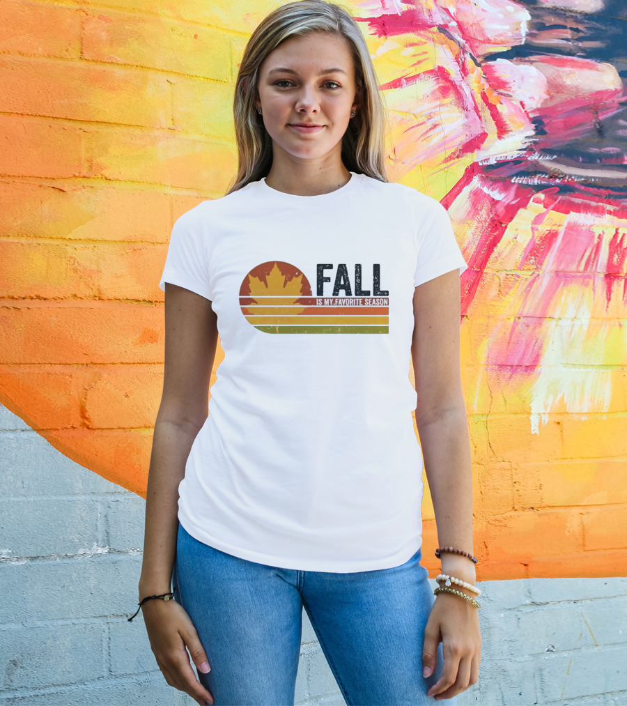 Distressed Fall Is My Favorite Season Maple Leaf T-Shirt