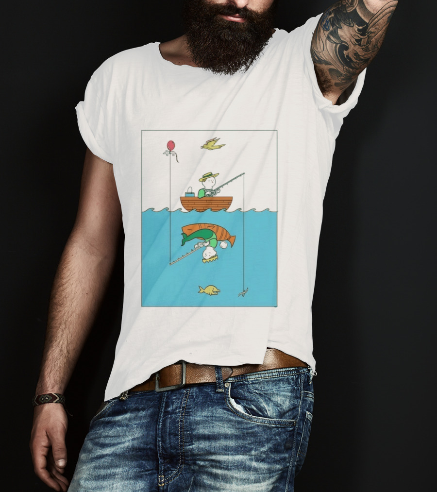Owenbroadcast Fishing Bear With Turtle And Balloon T-Shirt
