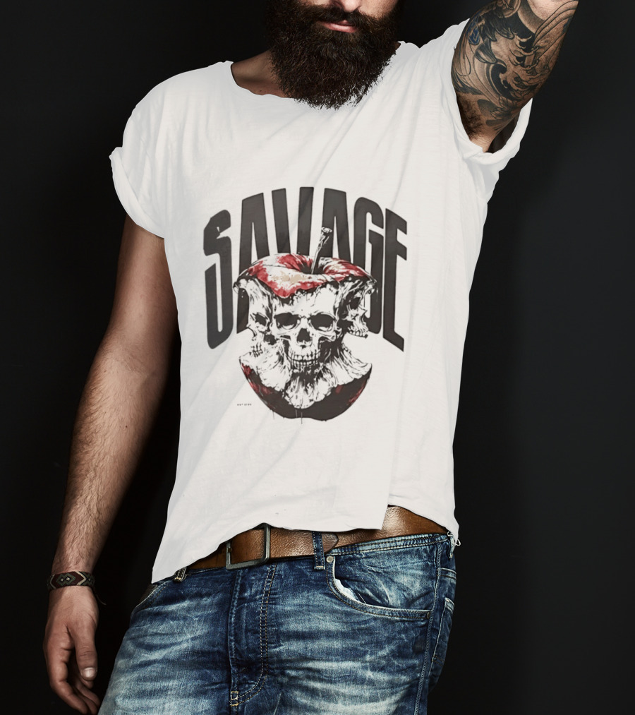 Savage Skull Apple Gothic Edgy T-Shirt