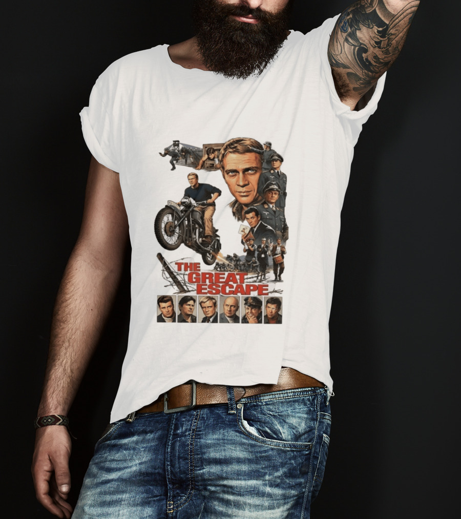 The Great Escape Classic Cinema Movie Steve McQueen 60s War Film T-Shirt