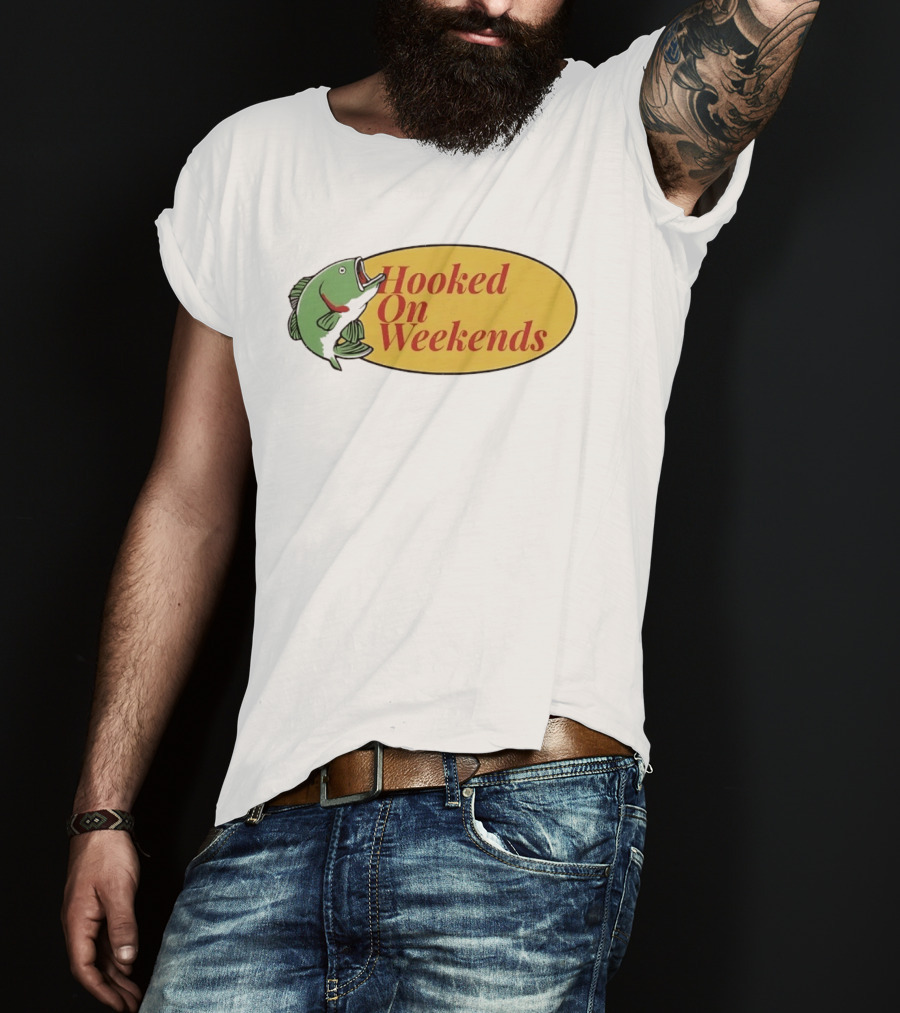 Hooked On Weekends Fishing Outdoors Weekend Fish Clipart T-Shirt