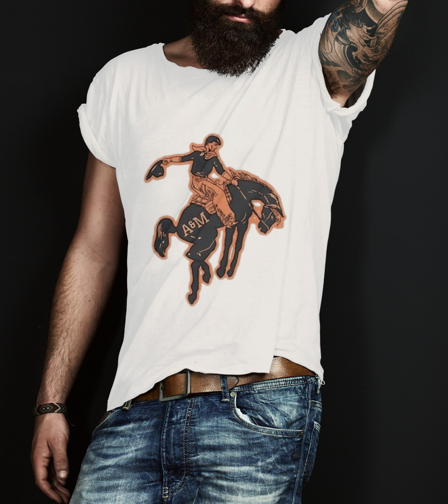 Texas A&M Aggies College Station Vintage Cowboy Riding A&M Horse T-Shirt