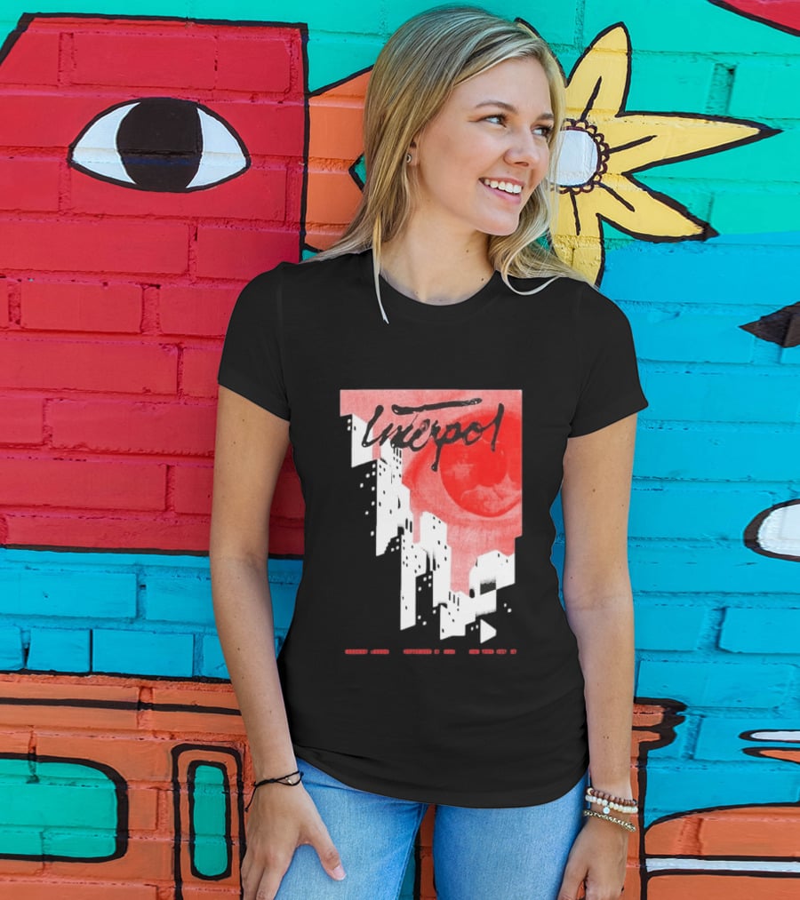Interpol New York September 27 2026 Tour Cities Skyline Red Moon T-Shirt