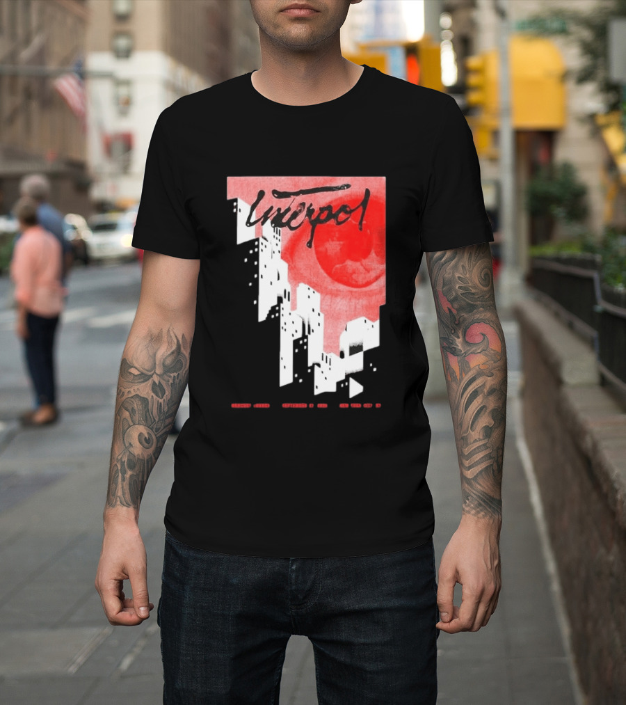 Interpol New York September 27 2026 Tour Cities Skyline Red Moon T-Shirt
