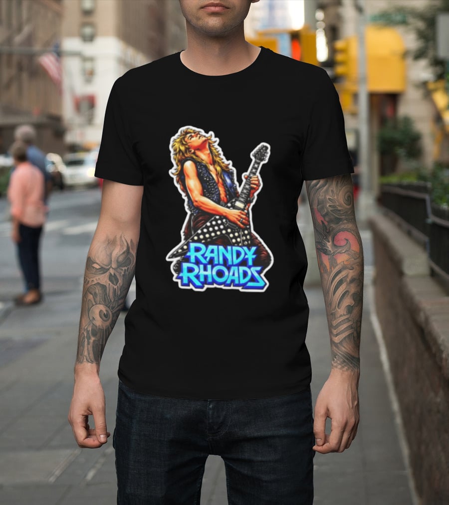 Randy Rhoads Polka Guitar Blonde Guitarist Playing T-Shirt