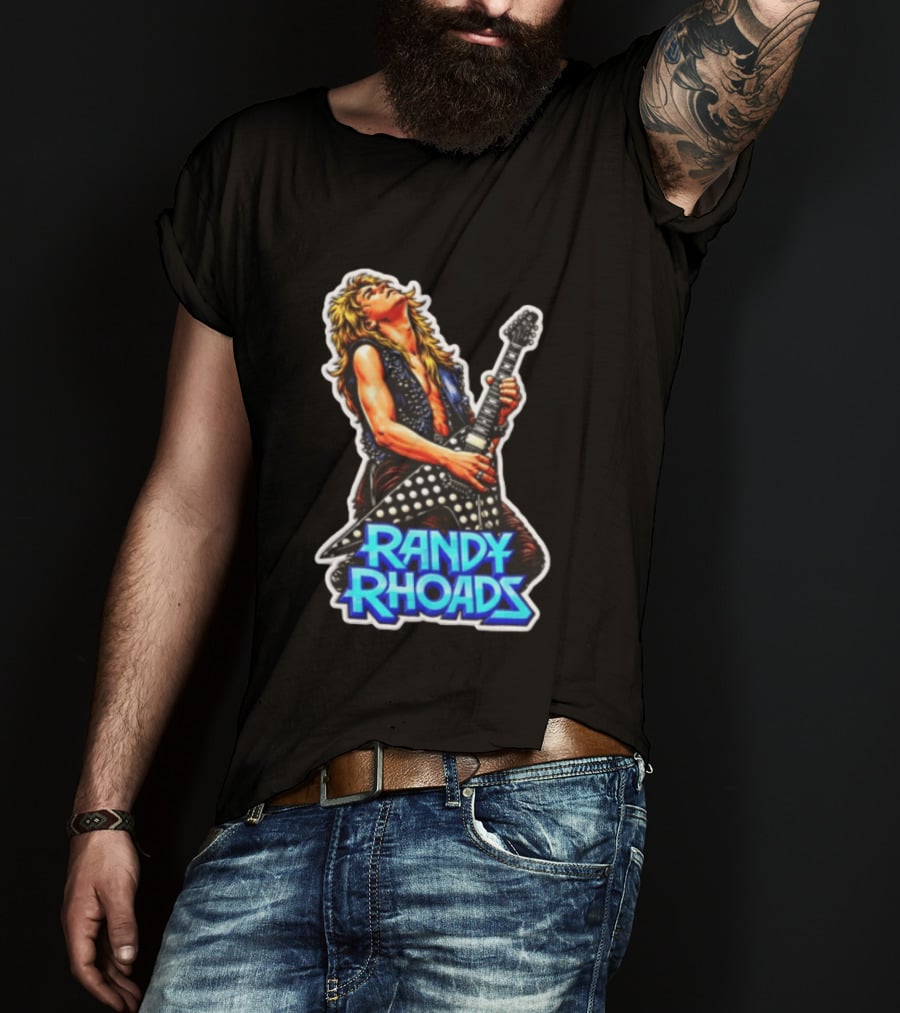 Randy Rhoads Polka Guitar Blonde Guitarist Playing T-Shirt