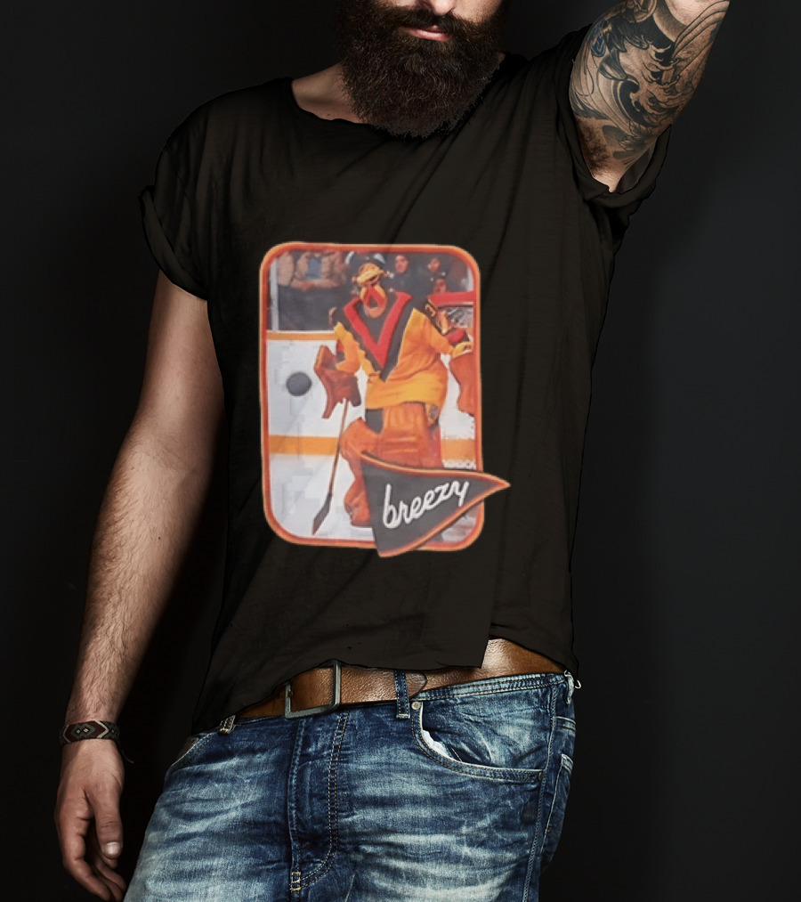 Richard Brodeur Vancouver Canucks NHL Breezy Retro Goalie Gear T-Shirt