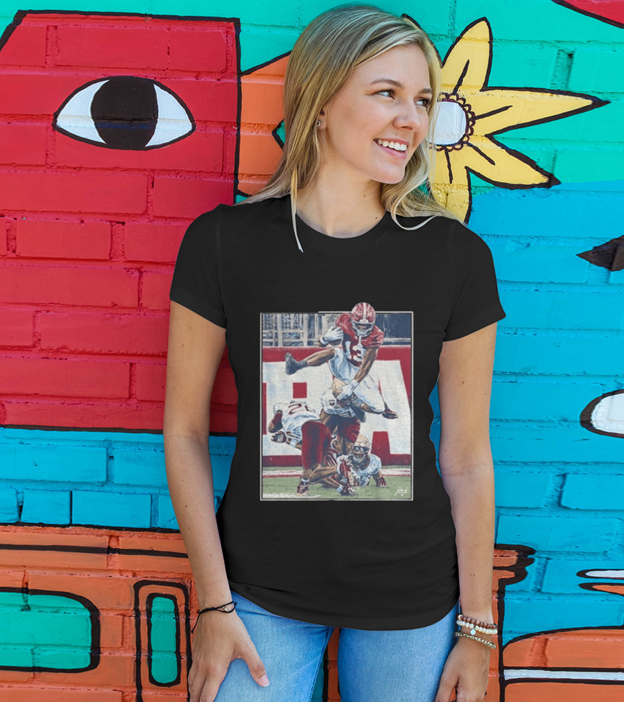 Alabama Football EJ Crowell Leaping Over Noles Defenders T-Shirt