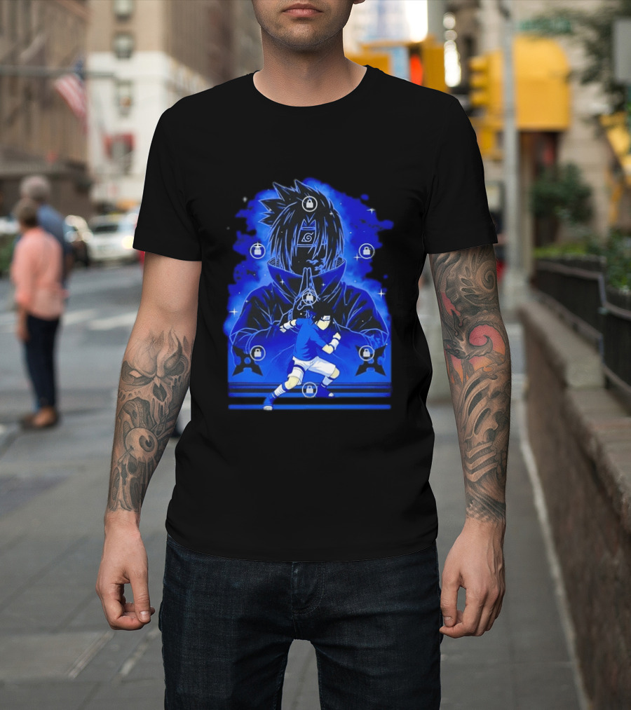 Sasuke Uchiha Naruto Anime Ninja Sharingan Chidori Jutsu T-Shirt