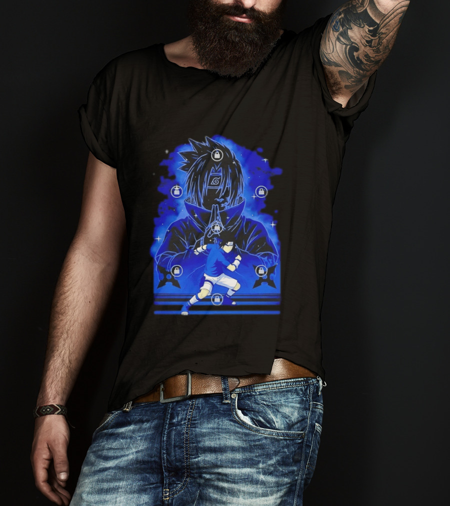 Sasuke Uchiha Naruto Anime Ninja Sharingan Chidori Jutsu T-Shirt