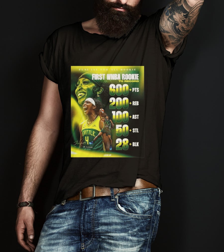 Flau'jae For All Rookie First WNBA Rookie To Record 600+ PTS 200+ REB 100+ AST 50+ STL 28+ BLK Seattle T-Shirt