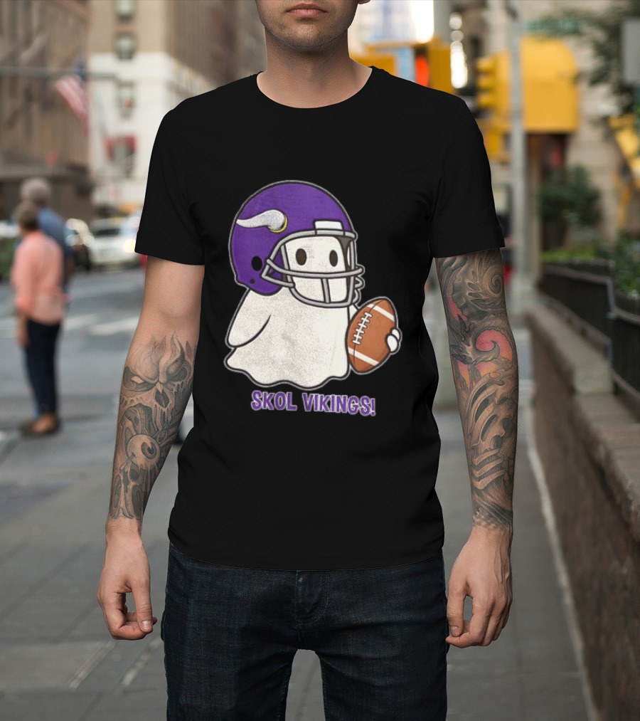 Minnesota Vikings Skol Vikings Ghost Purple Football Helmet T-Shirt