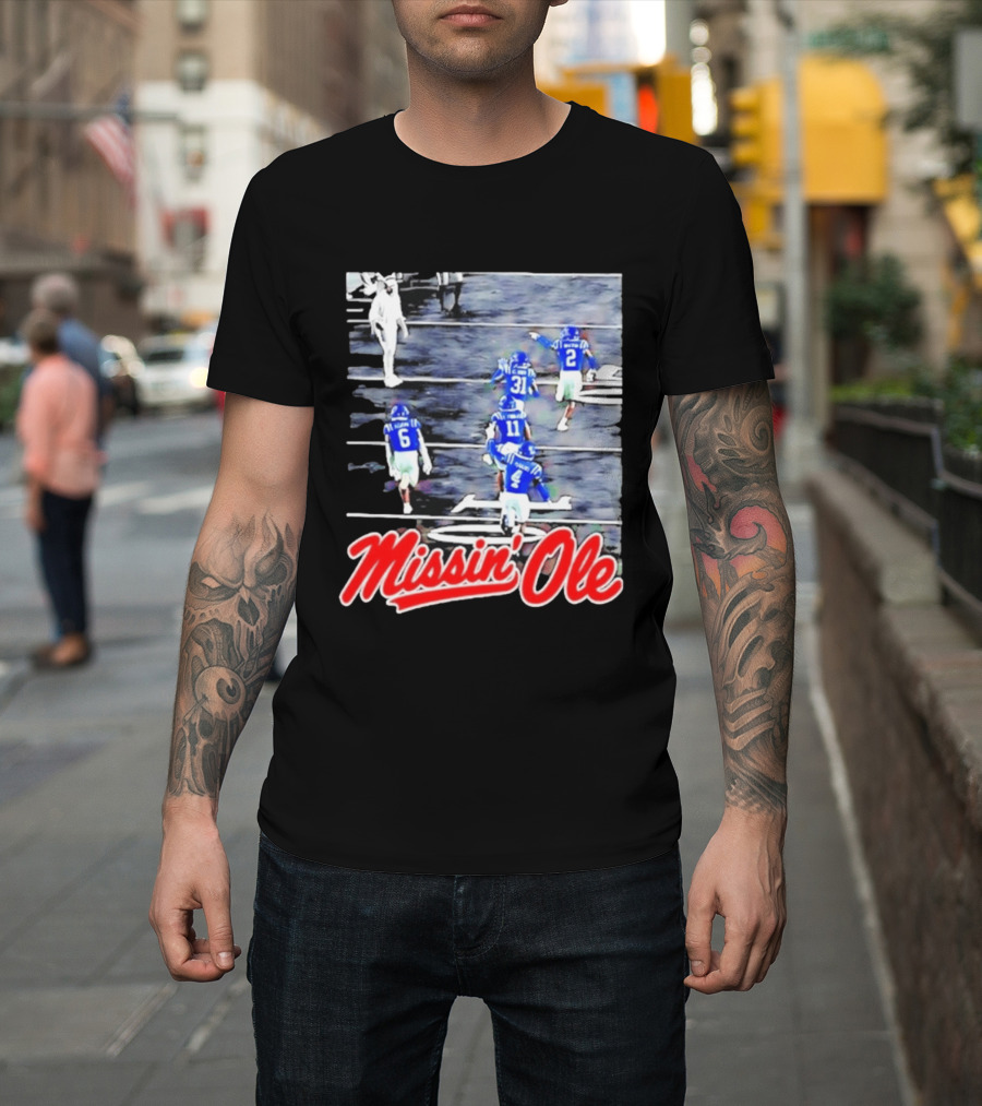 Missin' Ole Mississippi Rebels Football Players In Action T-Shirt