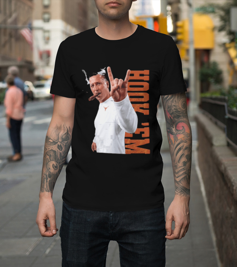 Steve Sarkisian Texas Longhorns NCAA Hook Em Smoking Cigar T-Shirt