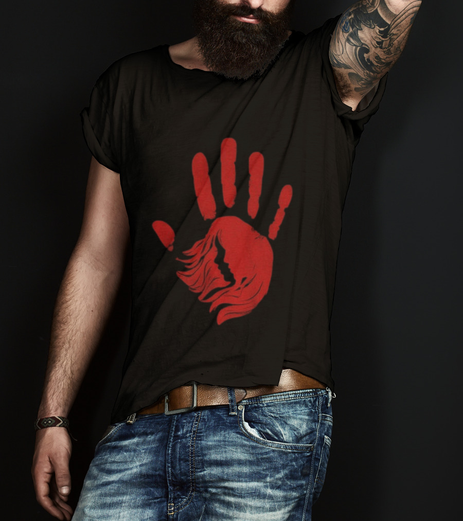 No More Stolen Sisters MMIW Awareness Red Handprint Symbol Advocacy T-Shirt