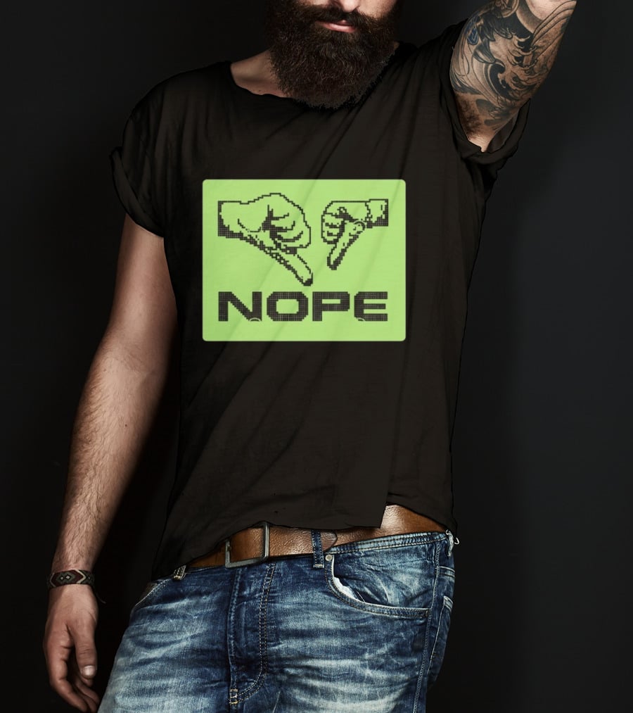 Nope Thumbs Down Pixel Art Dislike Expression T-Shirt
