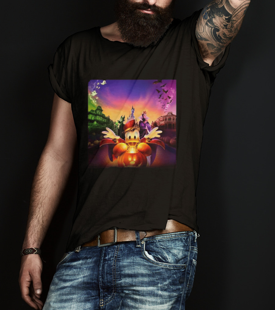 2026 Disney Halloween Festival Disneyland Paris With Haunted Mansion And Donald Duck T-Shirt