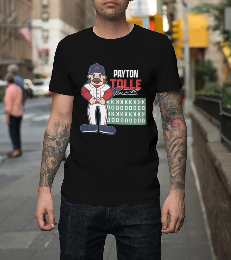 Payton Tolle Cartoon Baseball Player Mustache Cap K Strikeouts T-Shirt