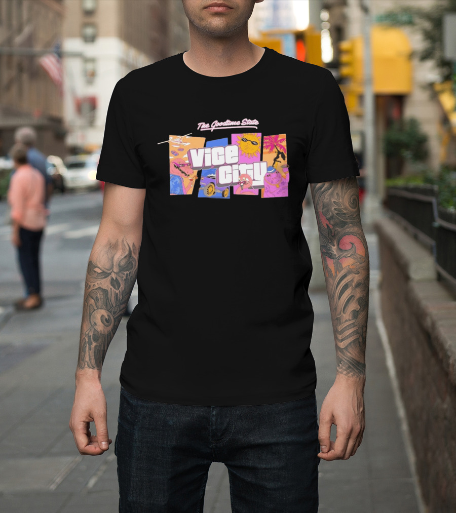 The Goodtime State Vice City Chunker Gaming Retro Tropical T-Shirt