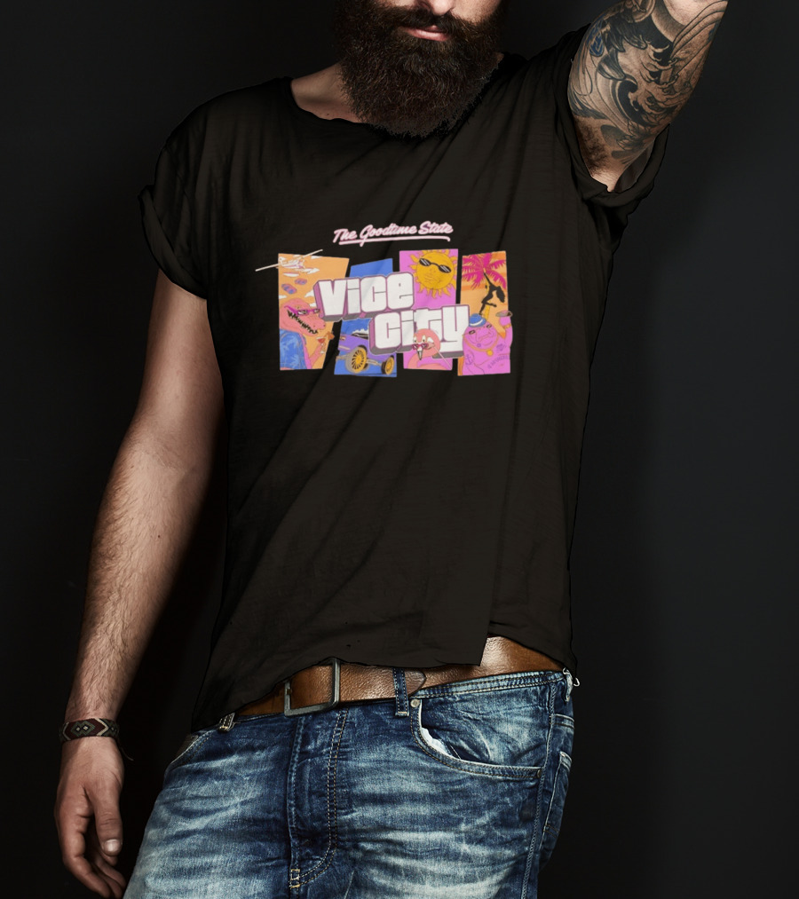 The Goodtime State Vice City Chunker Gaming Retro Tropical T-Shirt