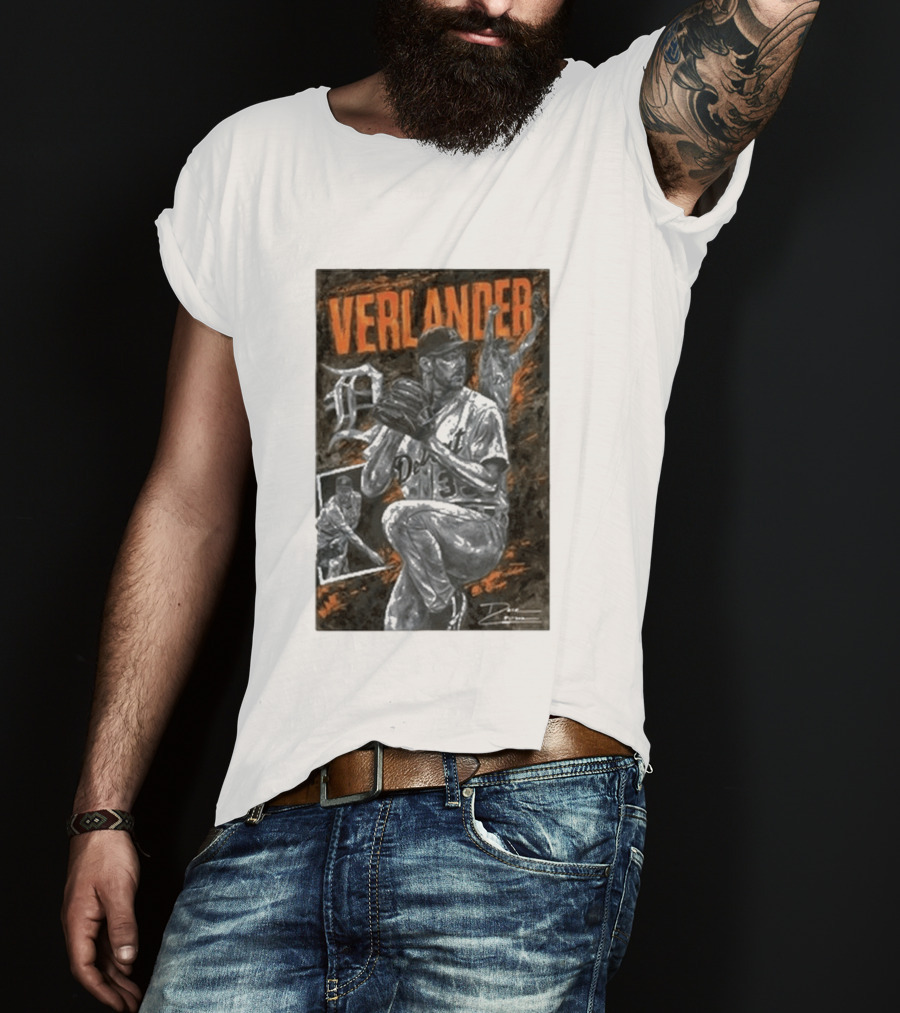 Detroit Tigers Verlander Baseball Legend 35 Pitcher T-Shirt