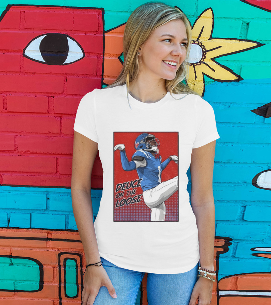 Deuce On The Loose Ole Miss Rebels Football Player Action T-Shirt