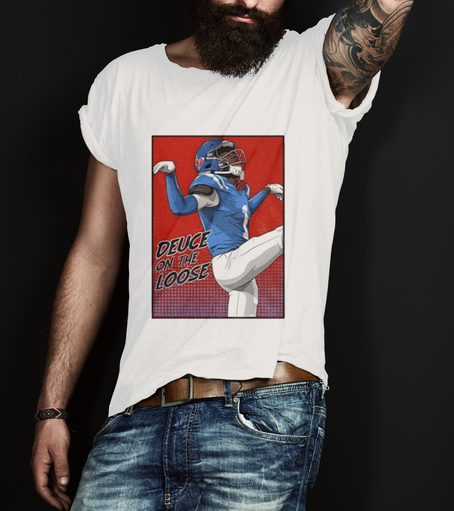 Deuce On The Loose Ole Miss Rebels Football Player Action T-Shirt