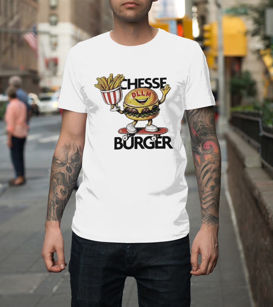 Hong Kong Dllm Chesse Burger Skateboard Fries T-Shirt