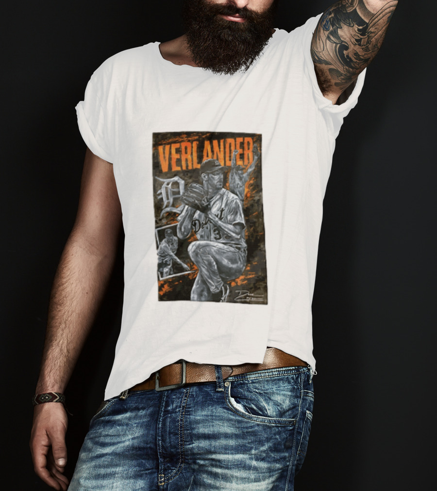 Verlander Detroit Tigers MLB Pitcher 35 Baseball T-Shirt