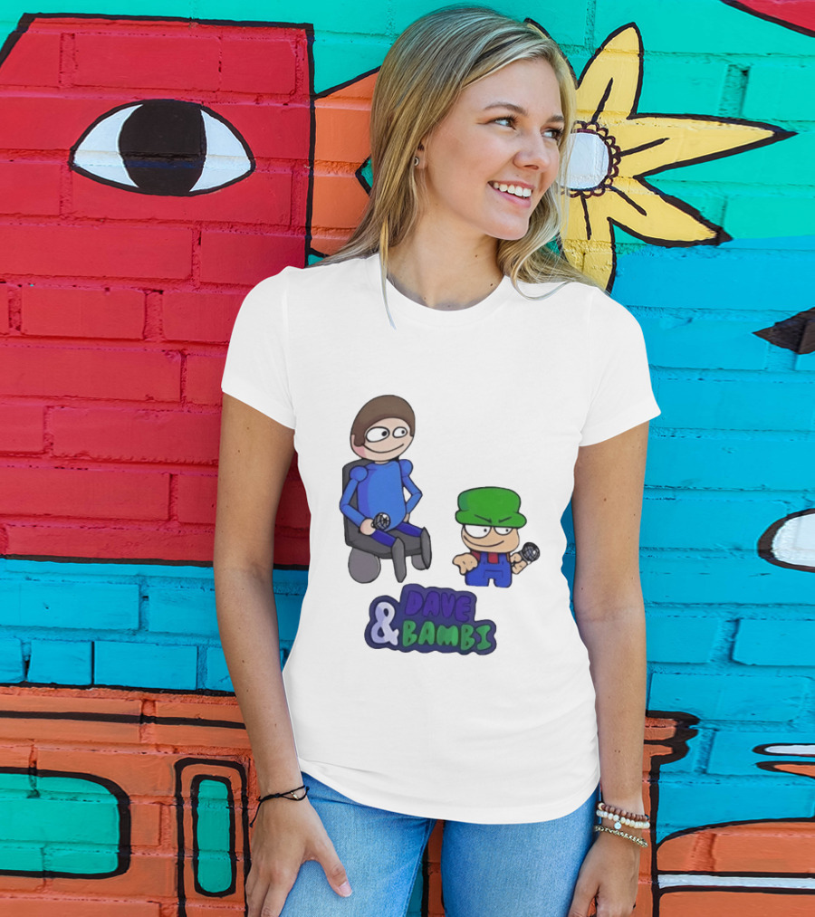 Friday Night Funkin Dave And Bambi Characters With Microphones T-Shirt