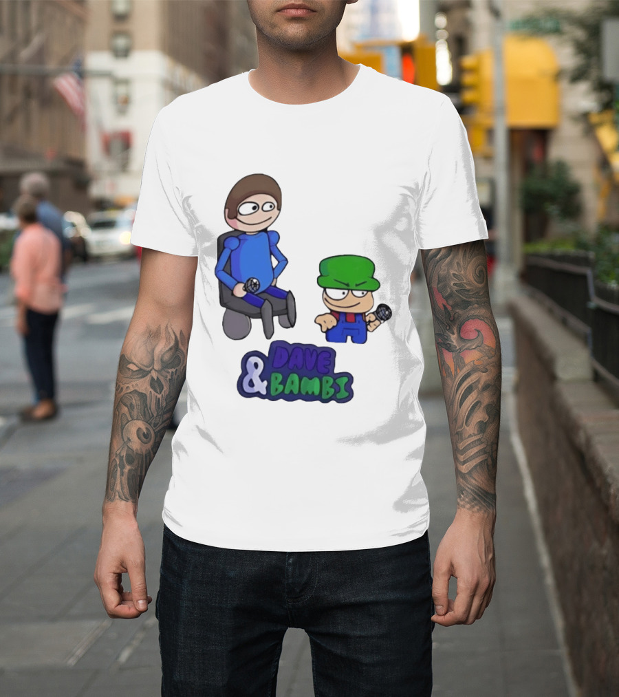 Friday Night Funkin Dave And Bambi Characters With Microphones T-Shirt