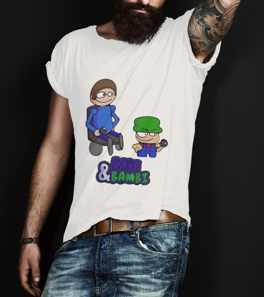 Friday Night Funkin Dave And Bambi Characters With Microphones T-Shirt