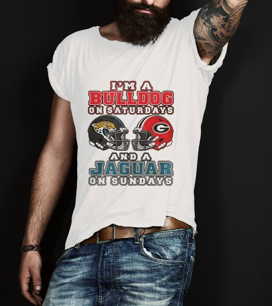I'm A Bulldog On Saturdays Georgia Bulldogs And A Jaguar On Sundays Jacksonville Jaguars T-Shirt