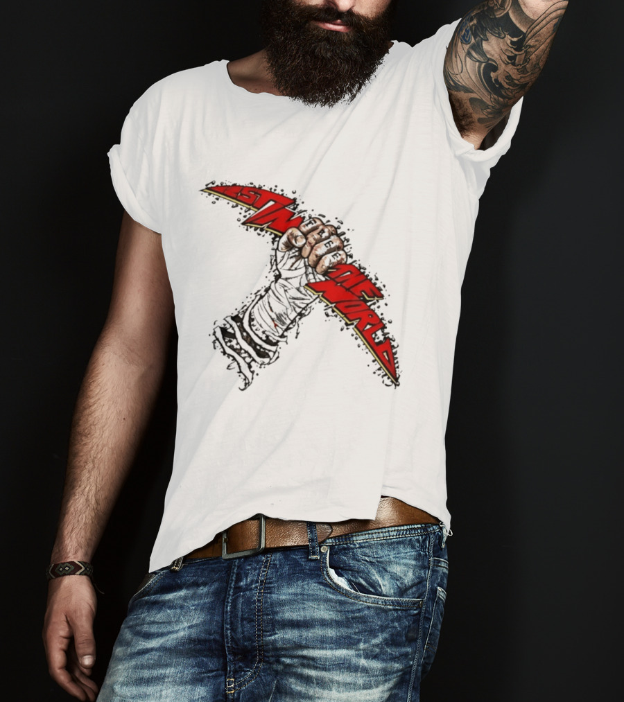 MMA Fighter Fist Power Justin The World Red And Black T-Shirt