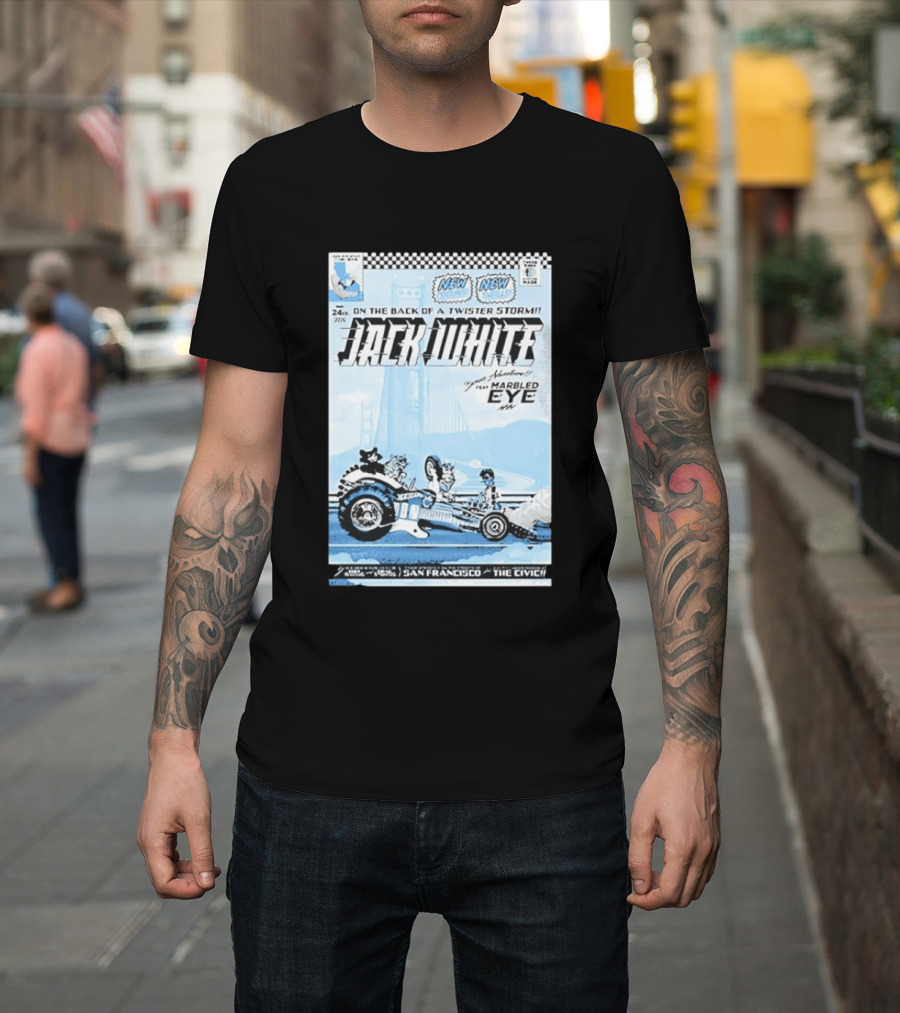 Jack White Twister Storm SF Comic Book Adventure Featuring Marbled Eye San Francisco The Civic T-Shirt