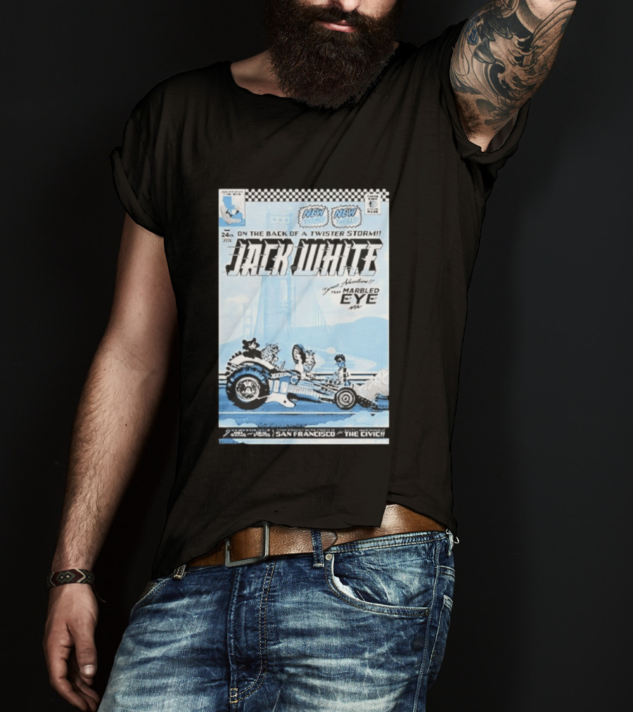Jack White Twister Storm SF Comic Book Adventure Featuring Marbled Eye San Francisco The Civic T-Shirt