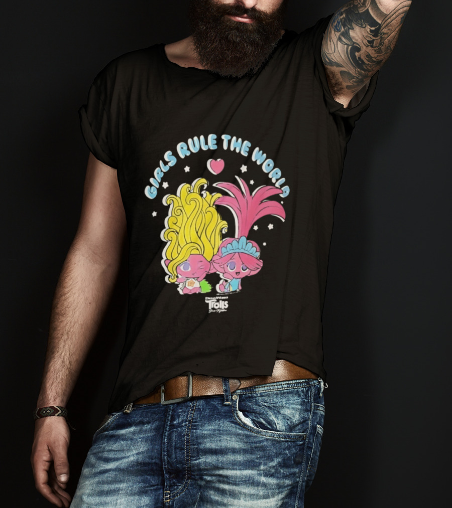 DreamWorks Trolls Band Together Girls Rule The World Bright Colorful T-Shirt