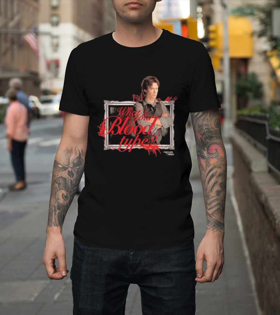 The Vampire Diaries Damon Salvatore What's Your Blood Type Framed T-Shirt