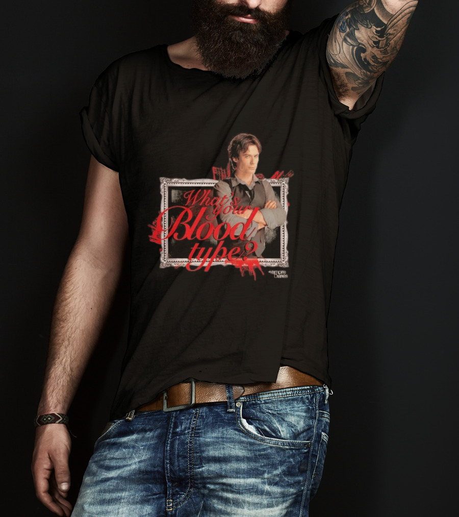 The Vampire Diaries Damon Salvatore What's Your Blood Type Framed T-Shirt